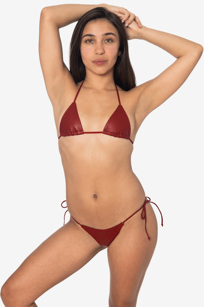 RLH3437 - Leather Thong Nylon String Bikini Bottom