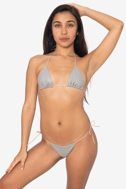 RLH3437 - Leather Thong Nylon String Bikini Bottom