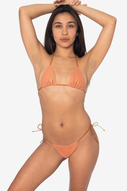 RLH3437 - Leather Thong Nylon String Bikini Bottom
