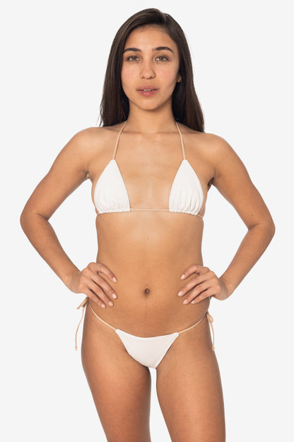 RLH3437 - Leather Thong Nylon String Bikini Bottom