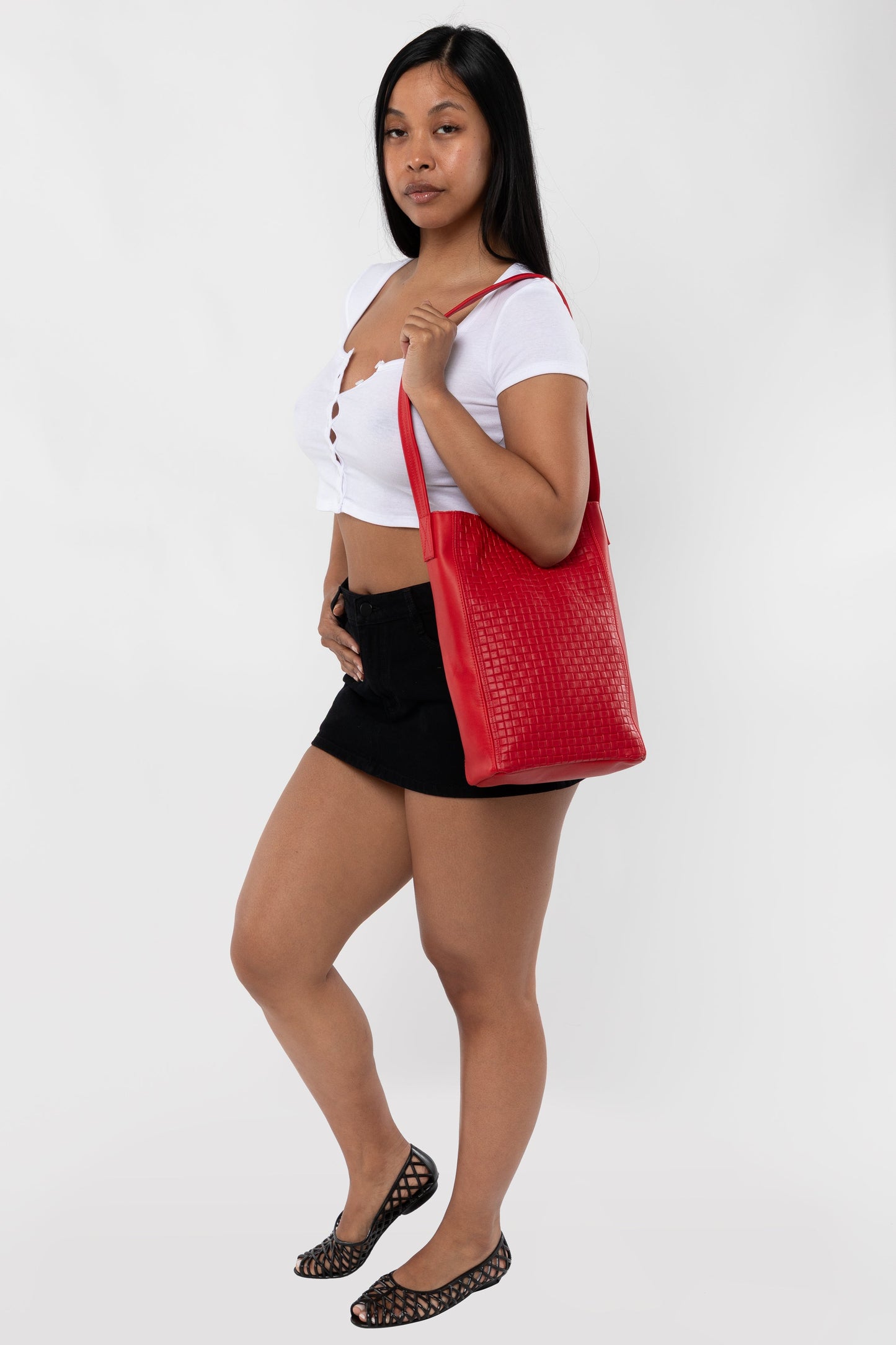 RLH3482 - Woven Leather Slim Tote