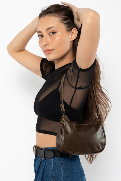 RLH3487 - Leather Crescent Shoulder Bag