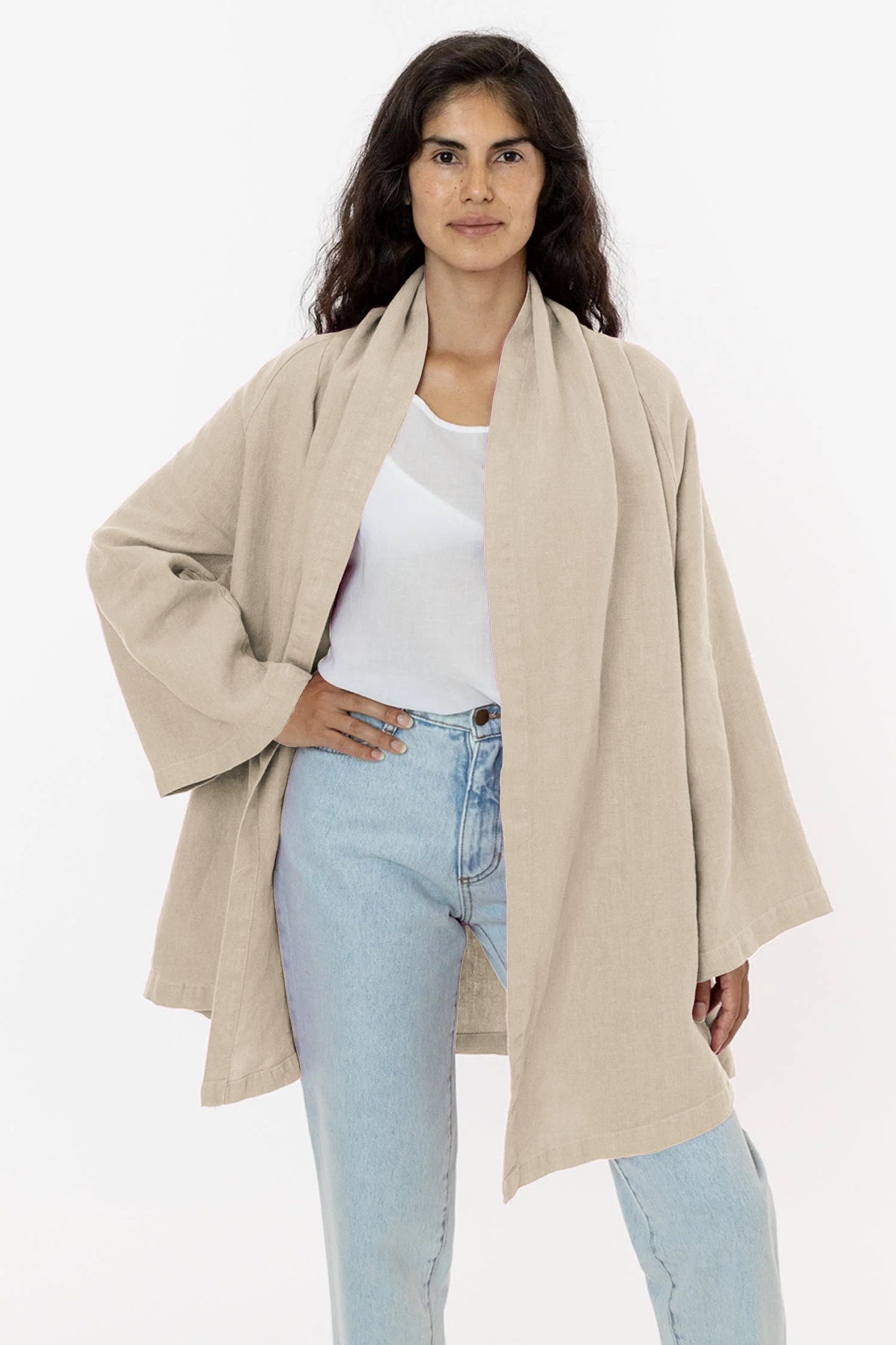 RLIN12GD - Linen Front Tie Cardigan