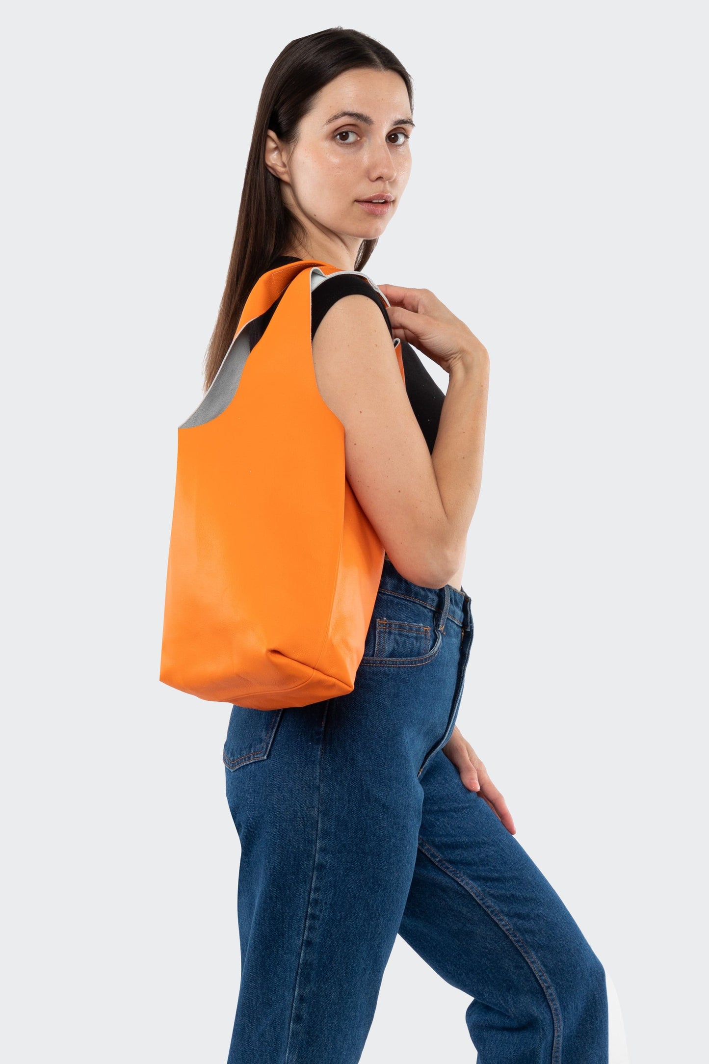 RLH3406 - Monochromatic Leather Shopping Bag