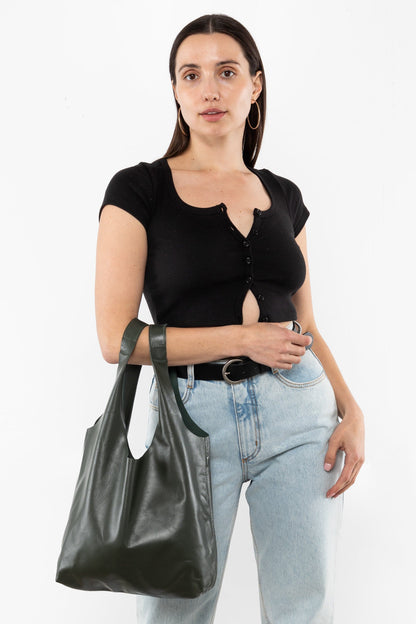 RLH3406 - Monochromatic Leather Shopping Bag