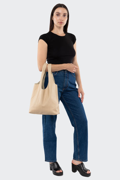 RLH3406 - Monochromatic Leather Shopping Bag
