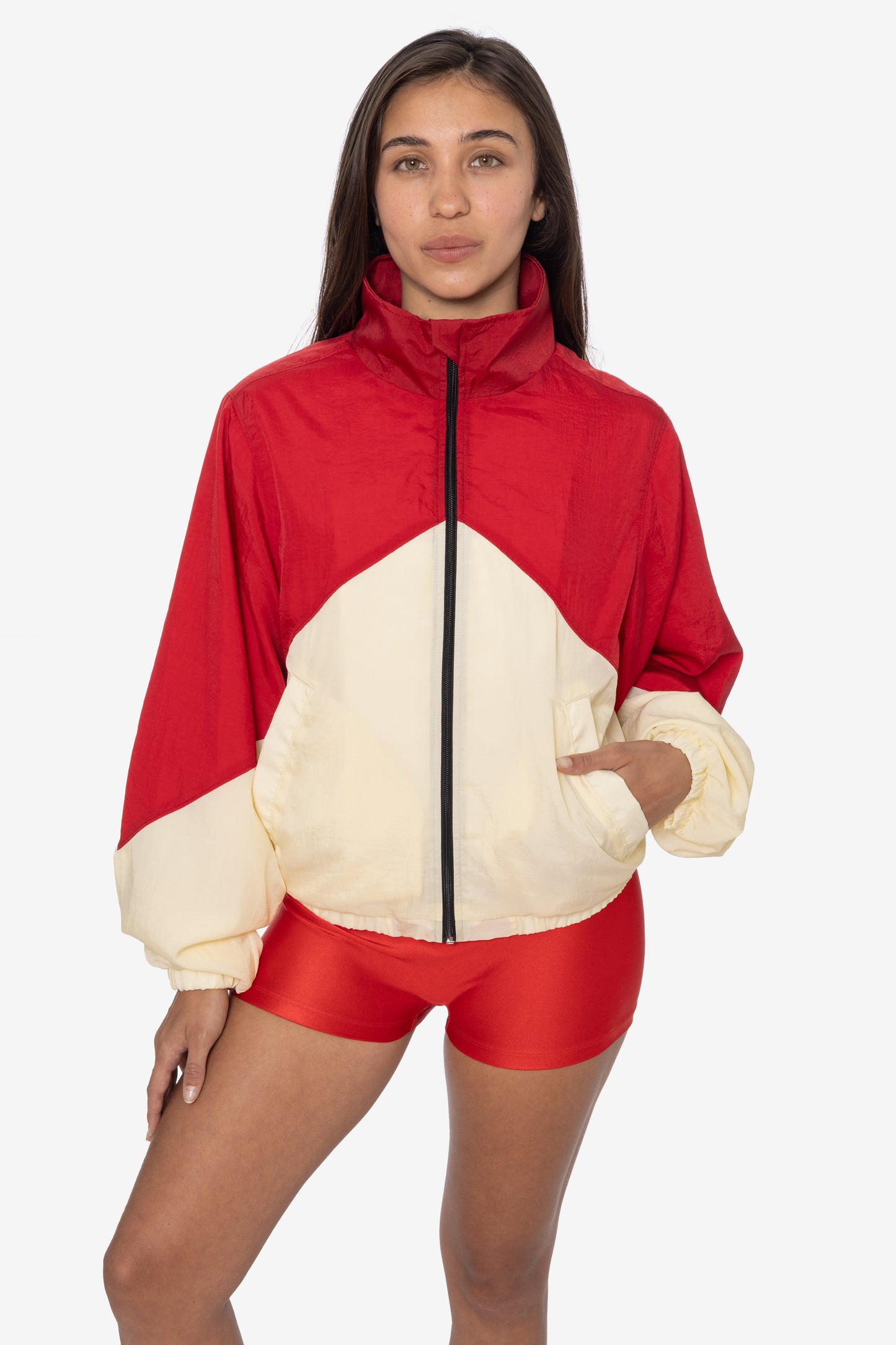 RNF555C - Nylon Crinkle Zip-Up Colorblock Windbreaker