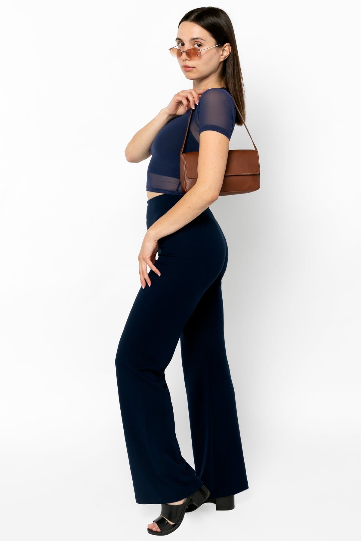 RNS078 - Micromesh Short Sleeve Crop Top Tee Shirt