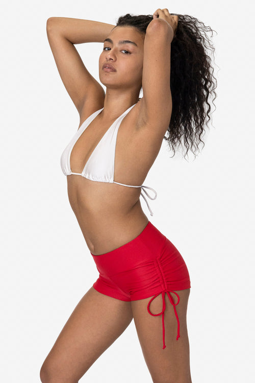 RNT334 - Nylon Tricot Ruched Side Tie Shorts