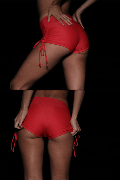 RNT334 - Nylon Tricot Ruched Side Tie Shorts