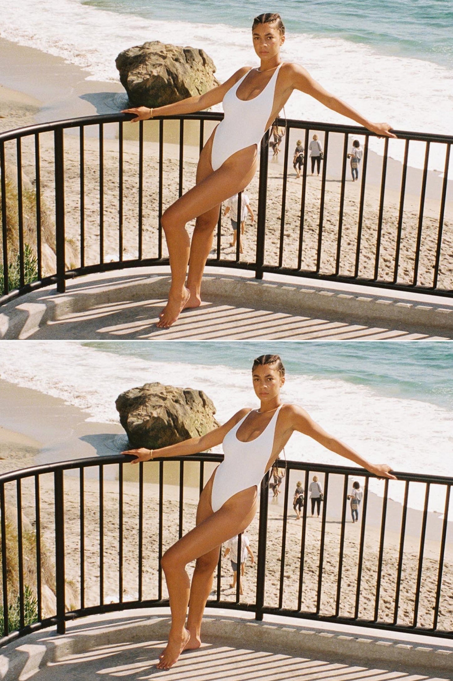 RRS368 - Ribbed High Cut One-Piece Swimsuit