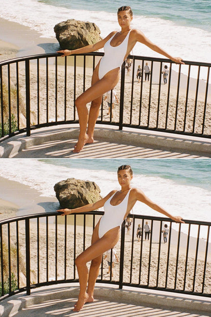 RRS368 - Ribbed High Cut One-Piece Swimsuit