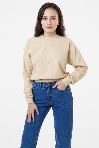 1804GD - Long Sleeve Garment Dye Cropped Mockneck
