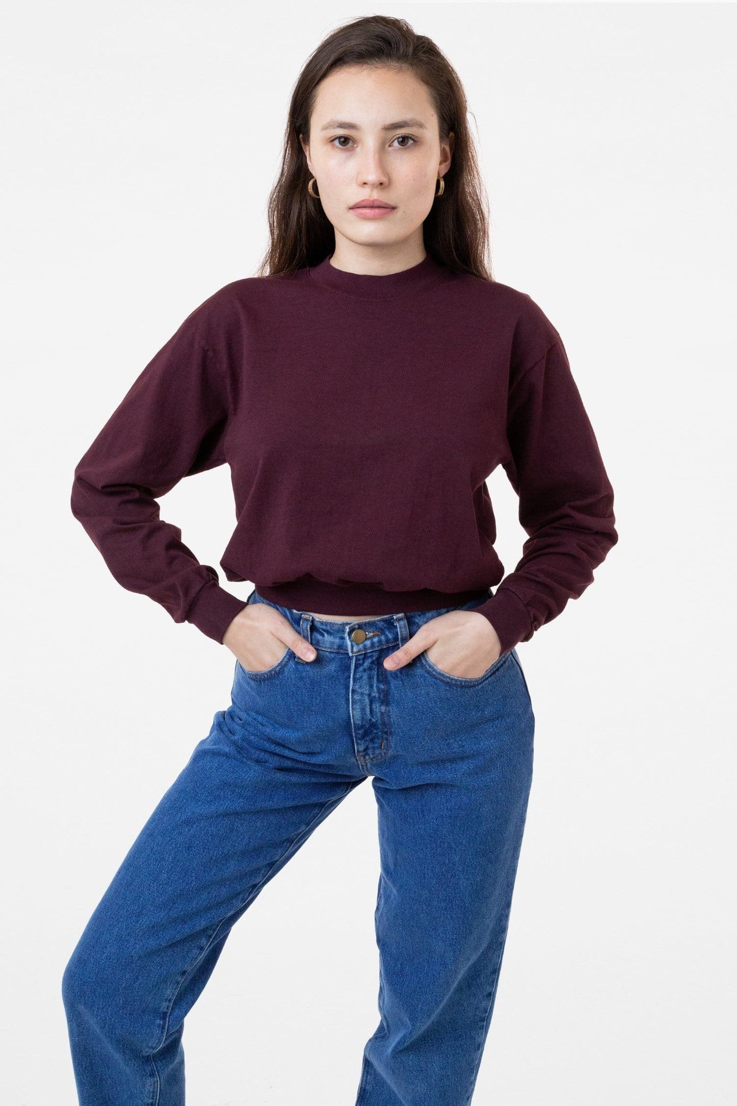 1804GD - Long Sleeve Garment Dye Cropped Mockneck