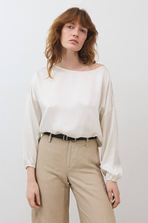 Washable Silk Cinched Hem Blouse
