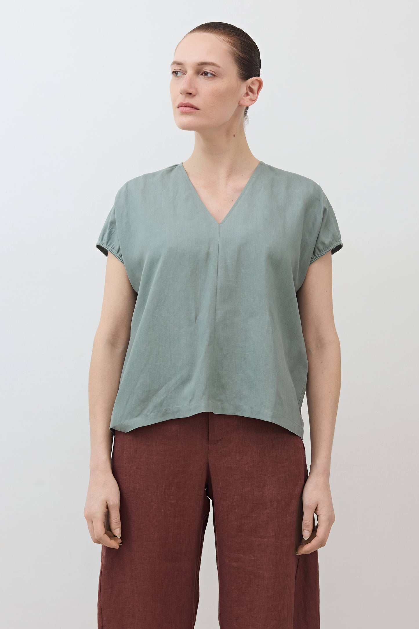 The Nuanced V-Neck Silk Linen Top