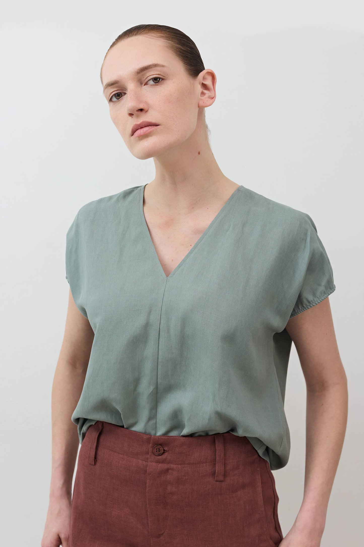 The Nuanced V-Neck Silk Linen Top