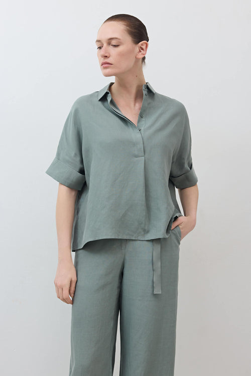 Silk Linen Oversized Pullover Blouse