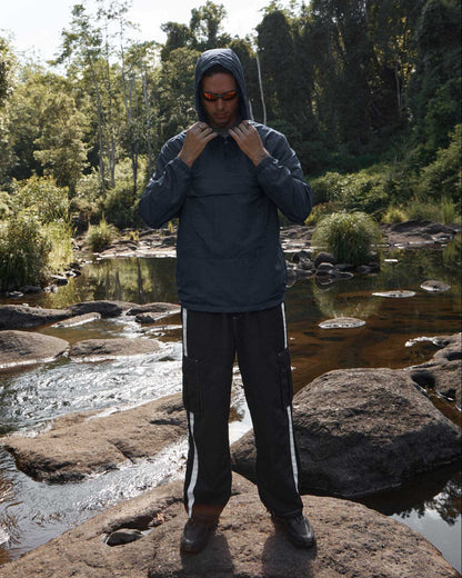 AFENDS Mens System - Water Resistant Spray Anorak Jacket - Deep Sea