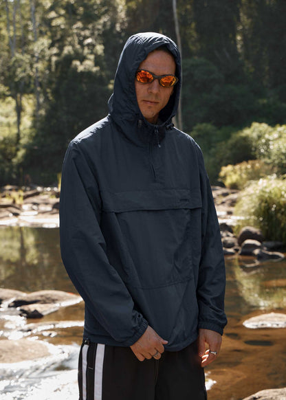 AFENDS Mens System - Water Resistant Spray Anorak Jacket - Deep Sea