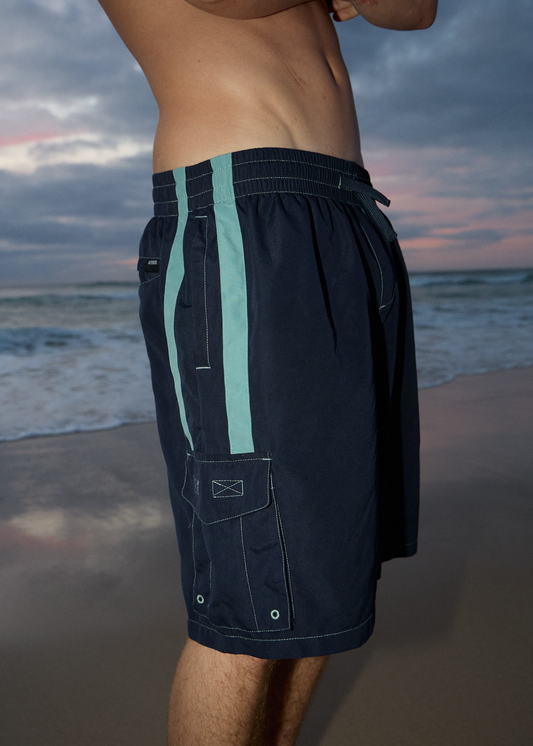 AFENDS Mens House Related - Cargo Swim Short 21" - Deep Sea