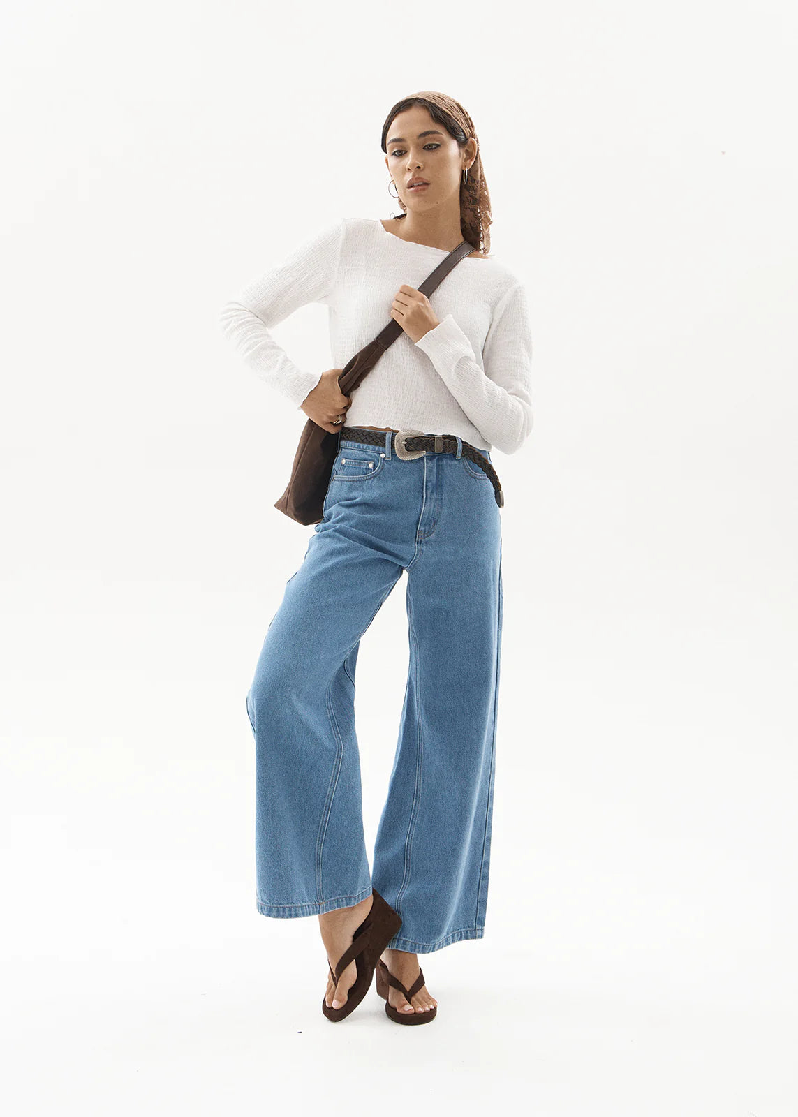AFENDS Womens Gigi - Denim Flared Leg Jean - Worn Blue