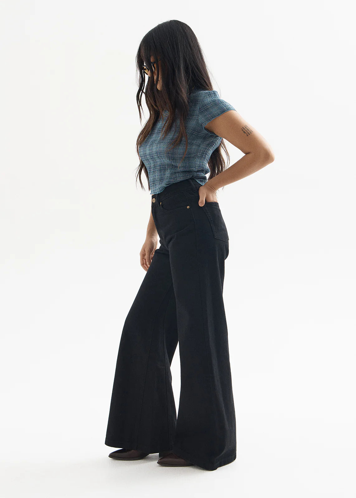 AFENDS Womens Gigi - Denim Flared Leg Jean - Washed Black
