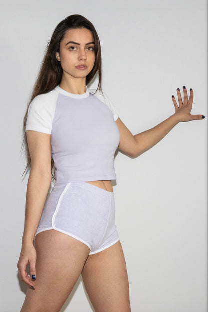 43077 - Baby Rib Short Sleeve Cropped Raglan