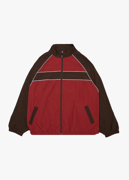 AFENDS Mens Spicy - Sports Spray Jacket - Burgundy