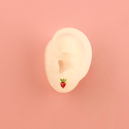Strawberry Sweetheart Stud Earrings