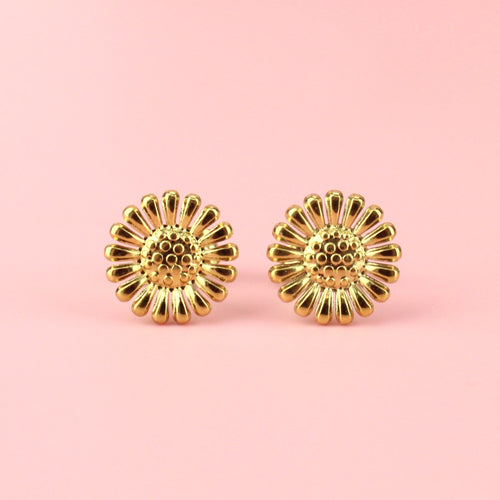 Sunflower Stud Earrings (Gold Plated)