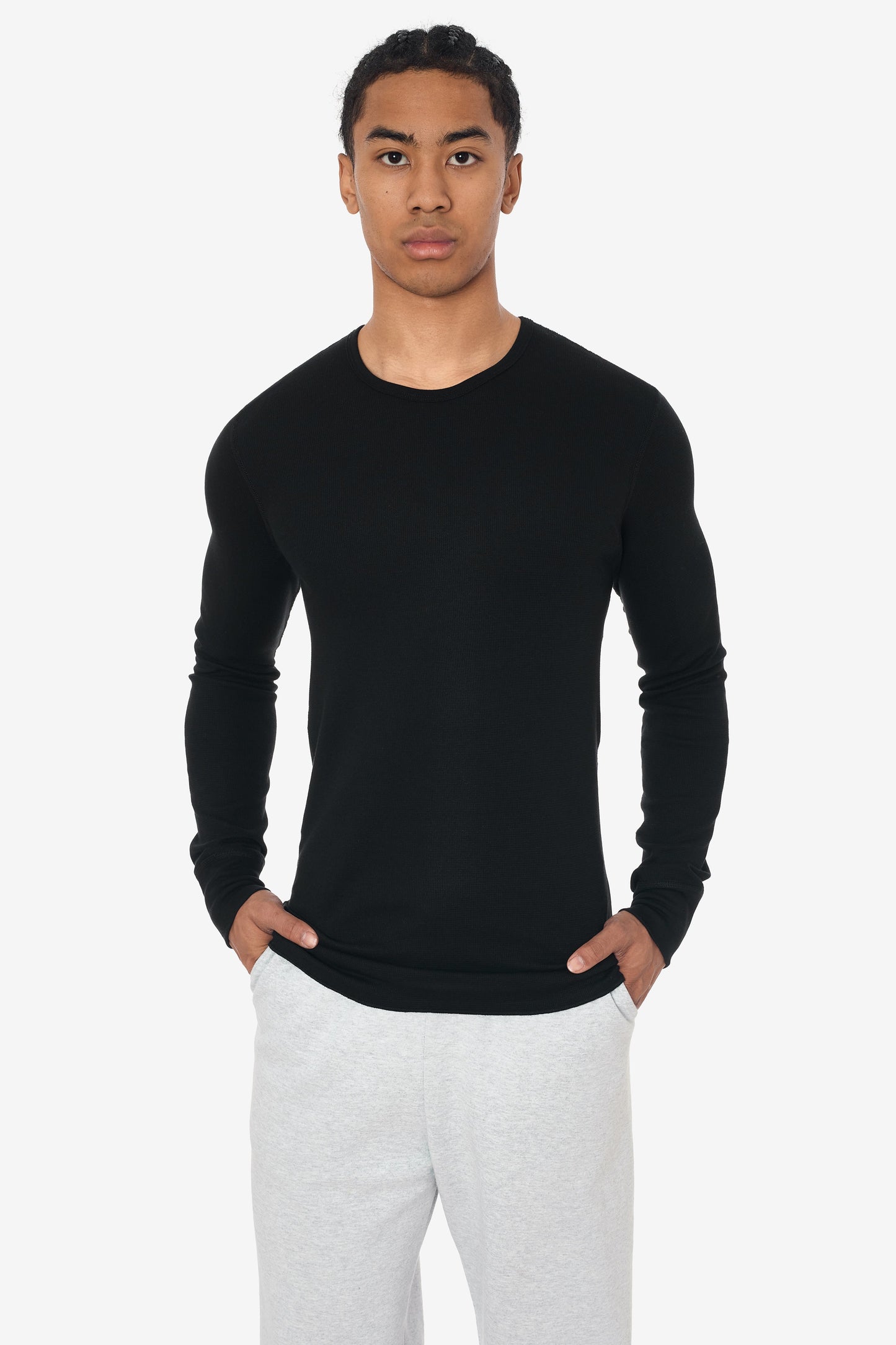 T407 - Poly-Cotton Thermal Long Sleeve Crewneck