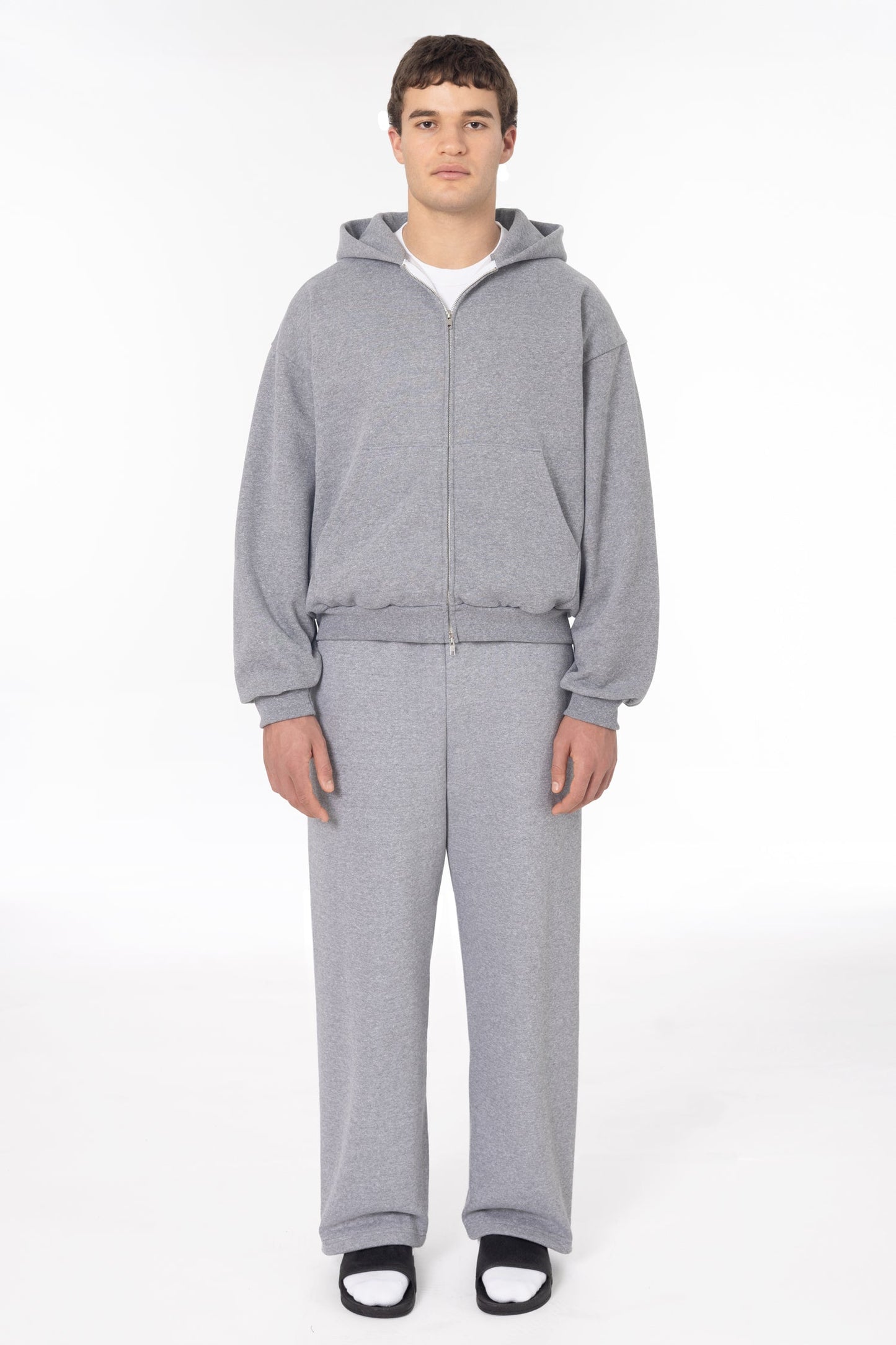 TRF10 - 12 oz. Tri-Blend Gabardine Fleece Waist Length Pull Zip Hoodie