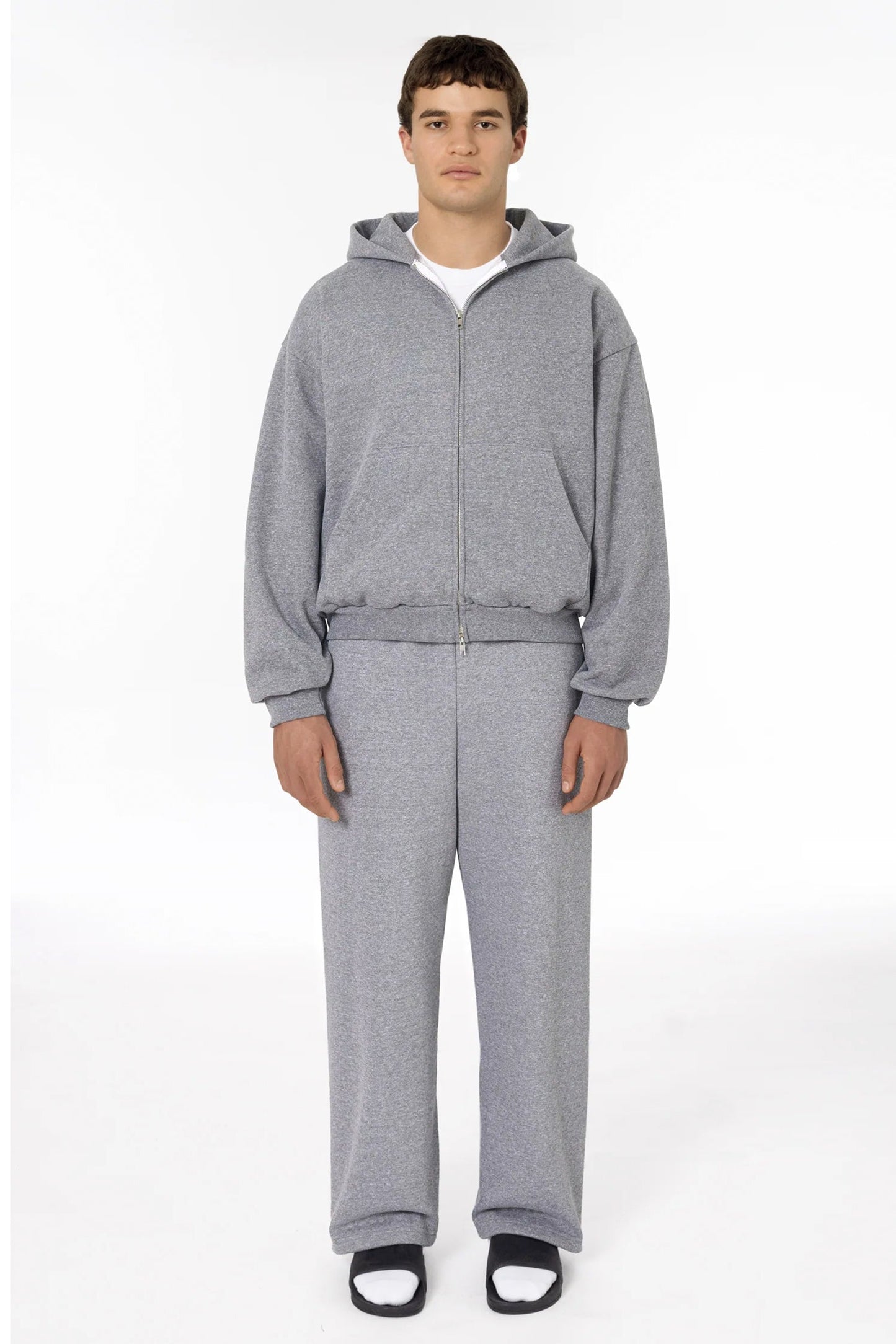 TRF10 - 12 oz. Tri-Blend Gabardine Fleece Waist Length Pull Zip Hoodie