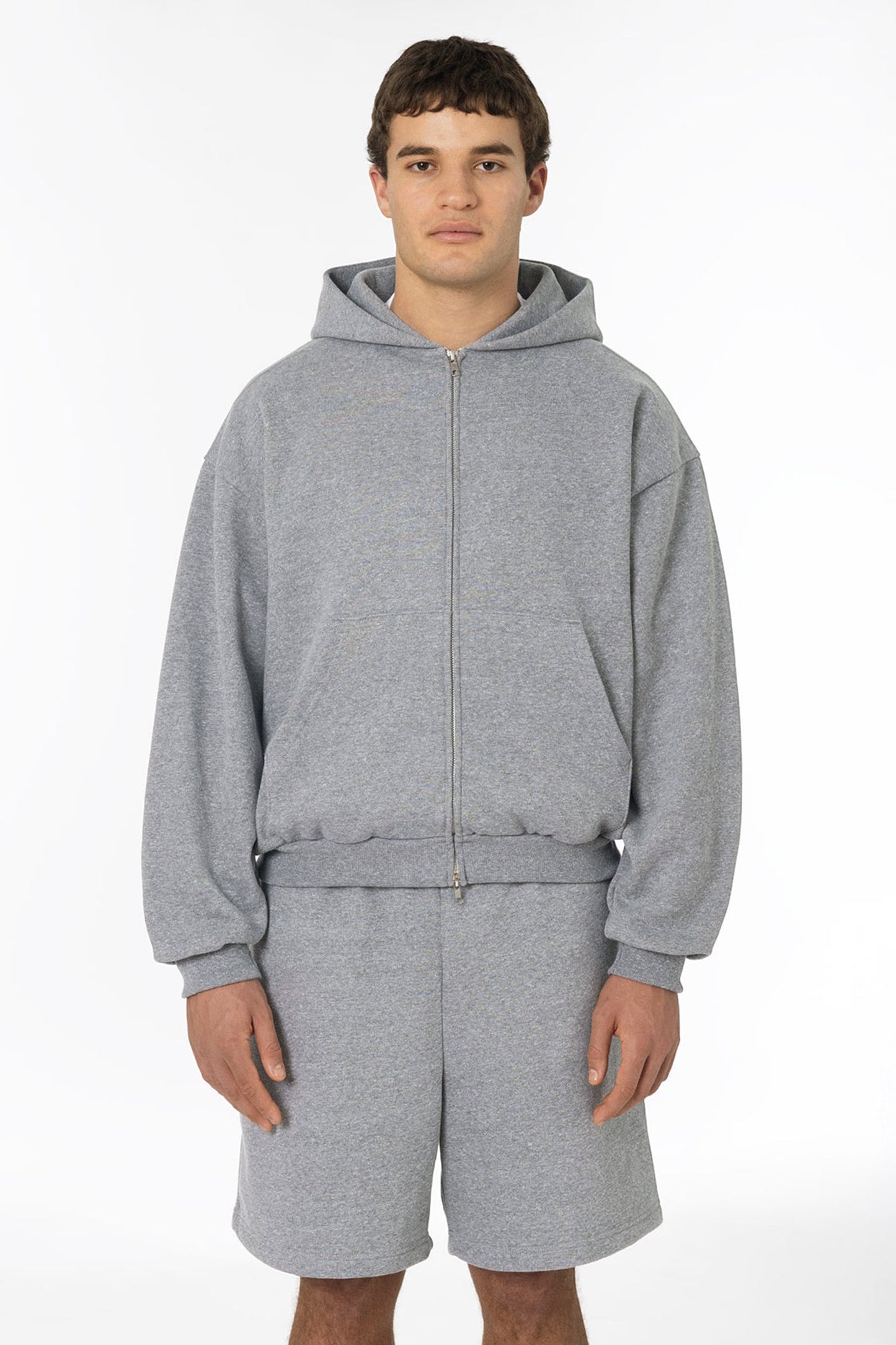 TRF10 - 12 oz. Tri-Blend Gabardine Fleece Waist Length Pull Zip Hoodie