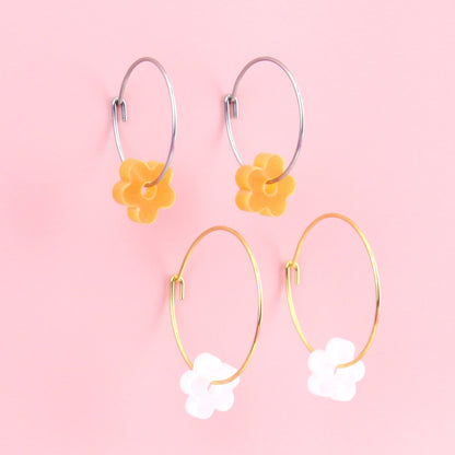 Tangerine Dream Flower Power Hoop Earring Set
