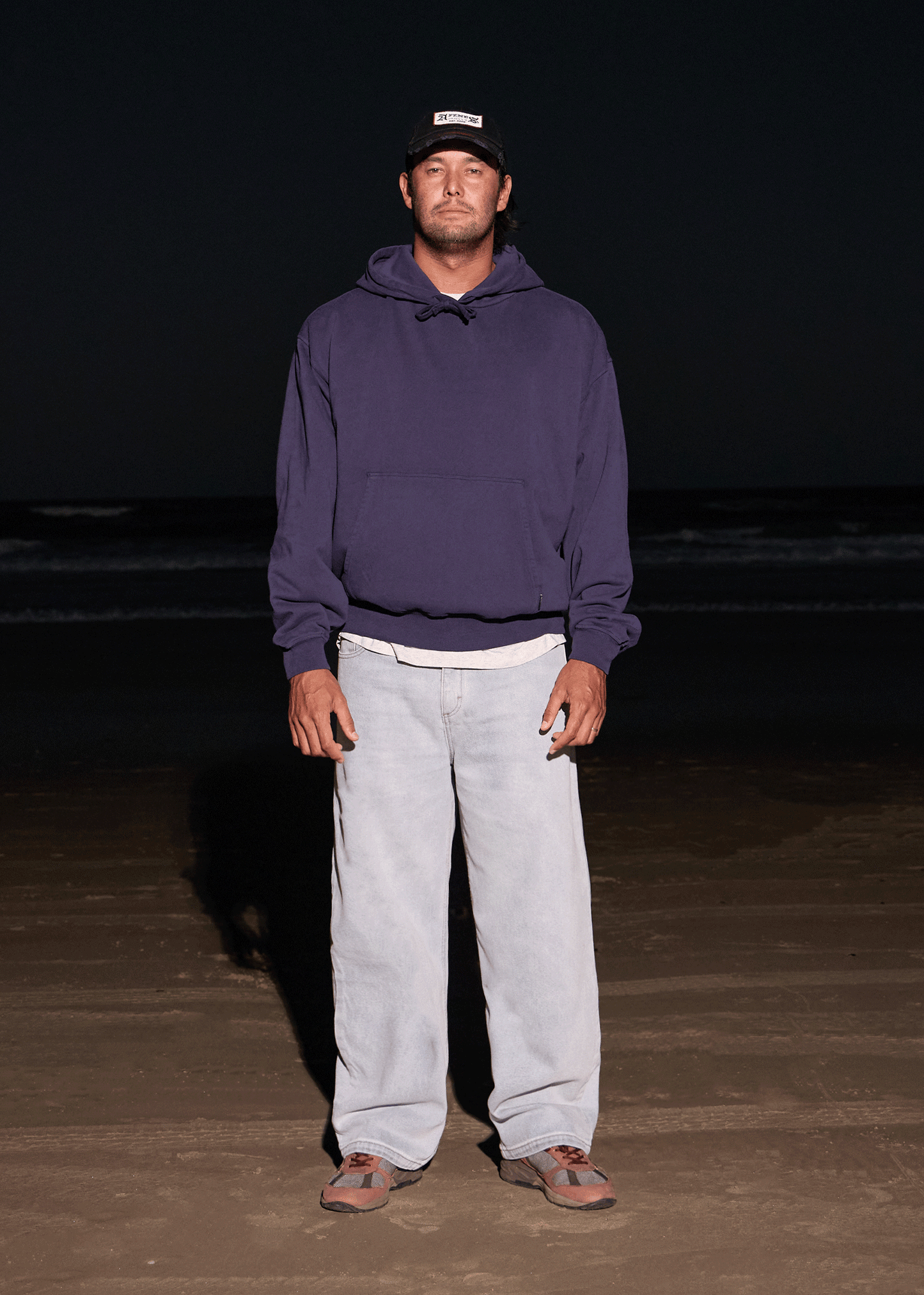 AFENDS Mens Pablo - Denim Baggy Jean - Stone Blue