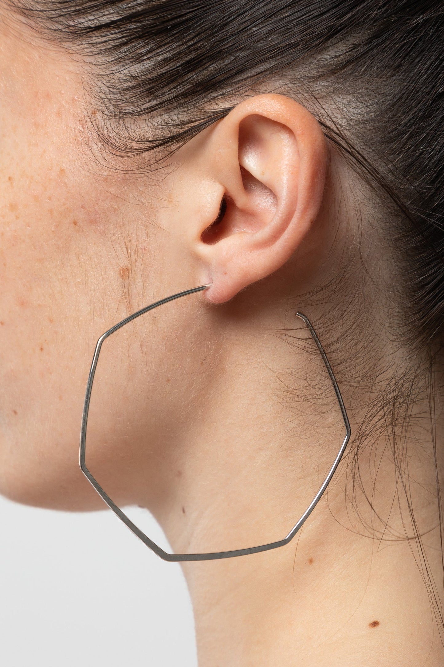 JWL318 - Hexagon Post Hoop Earrings
