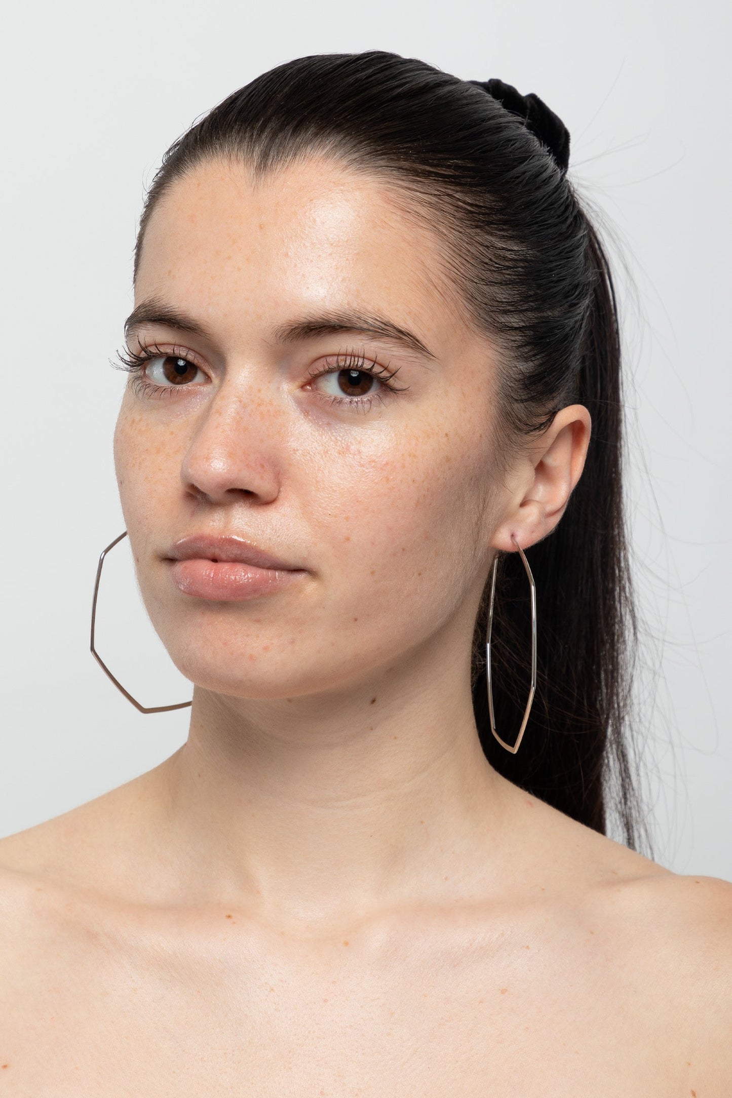 JWL318 - Hexagon Post Hoop Earrings