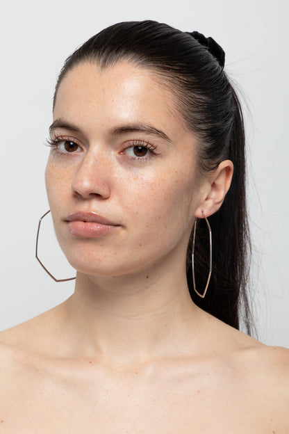 JWL318 - Hexagon Post Hoop Earrings