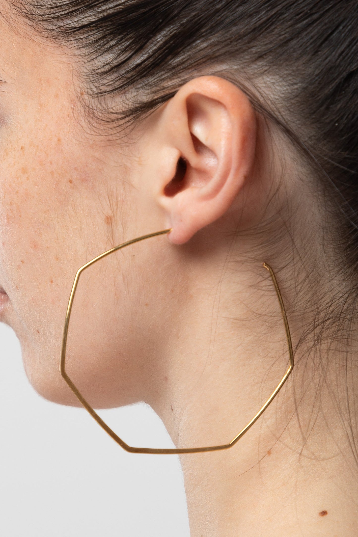 JWL318 - Hexagon Post Hoop Earrings
