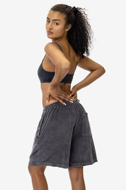 VLR442GD - Garment Dye Velour Mid-Length Wide Short