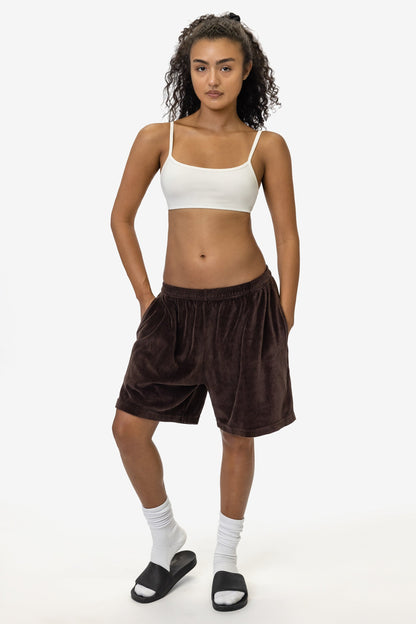 VLR442GD - Garment Dye Velour Mid-Length Wide Short