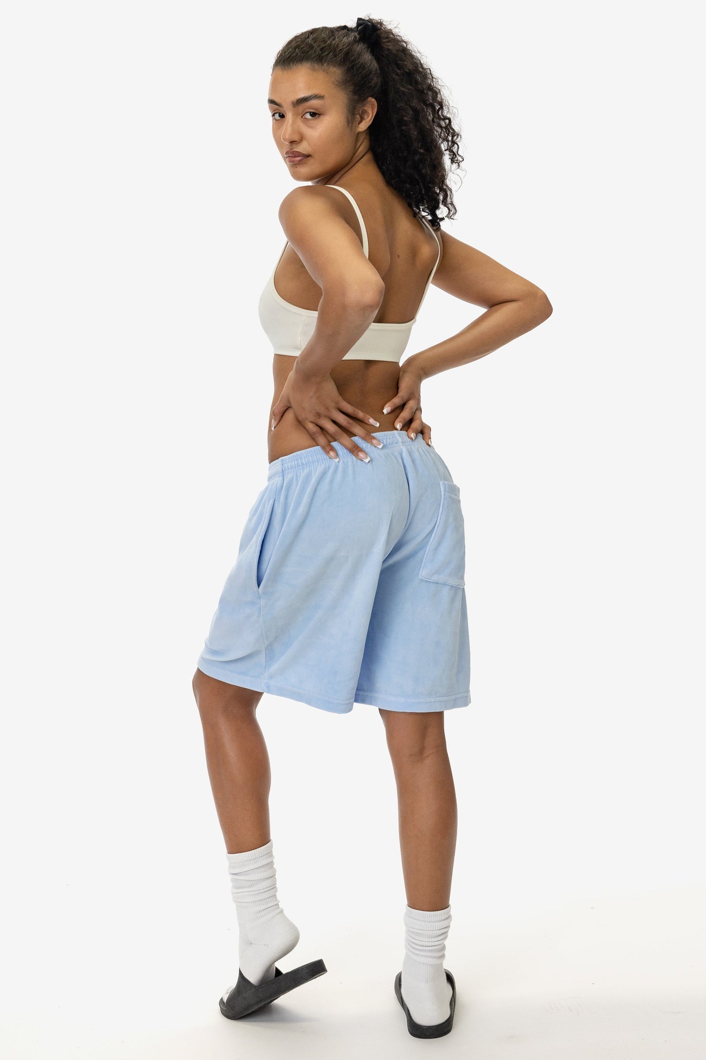 VLR442GD - Garment Dye Velour Mid-Length Wide Short