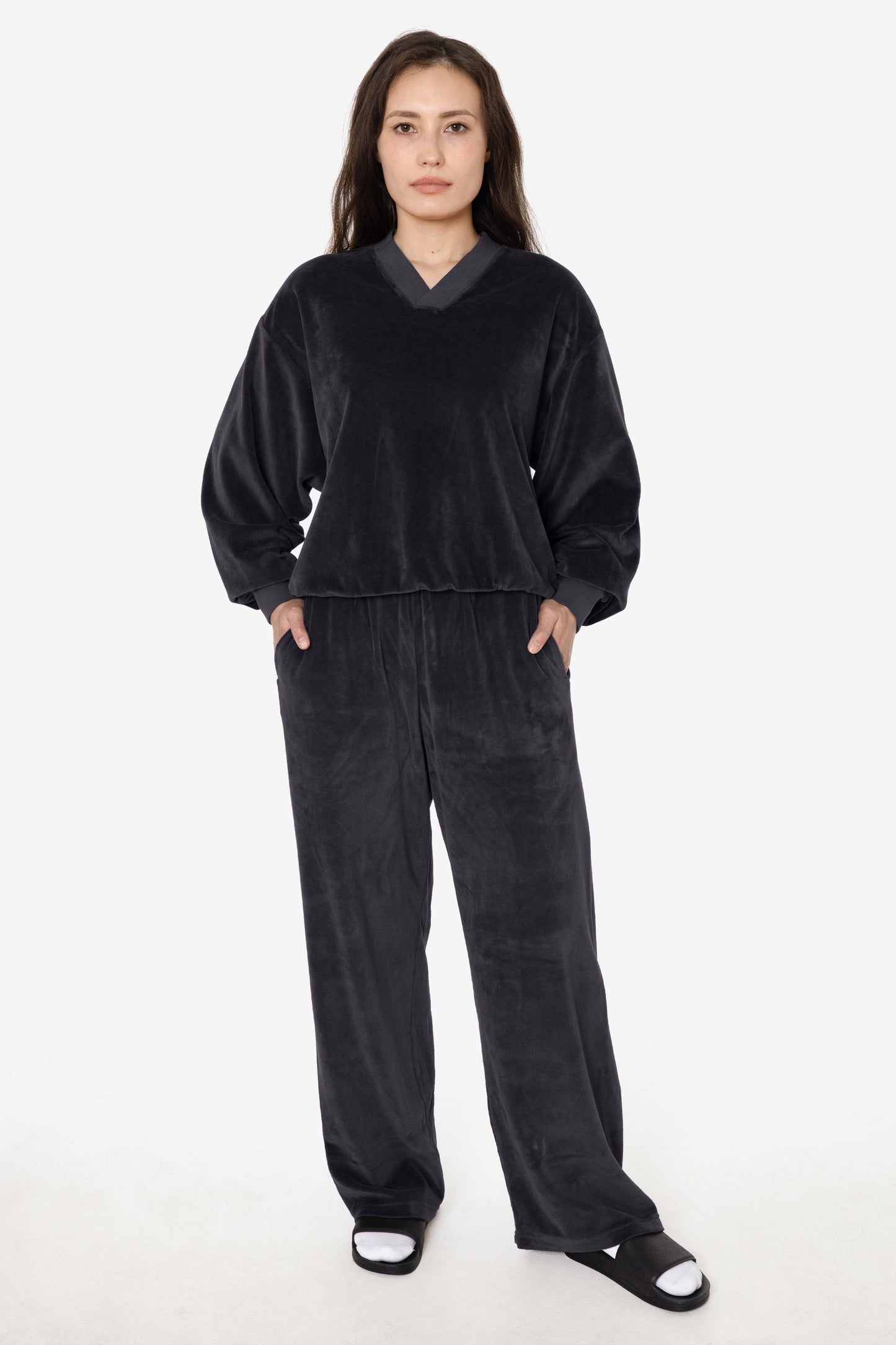VLR445GD - Garment Dye Velour Open Bottom Sweatpants