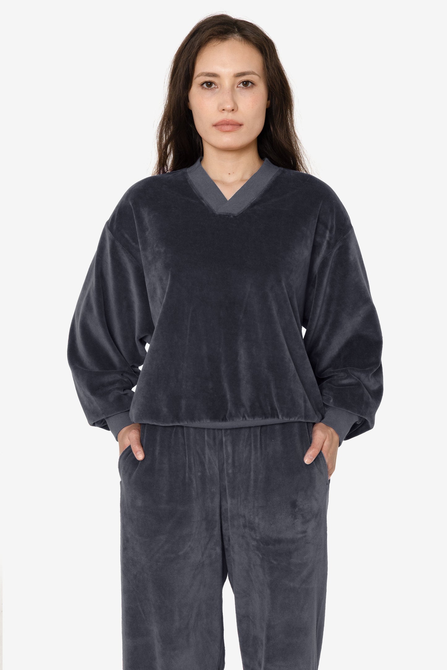 VLR56GD - Garment Dye Velour V-neck Sweatshirt