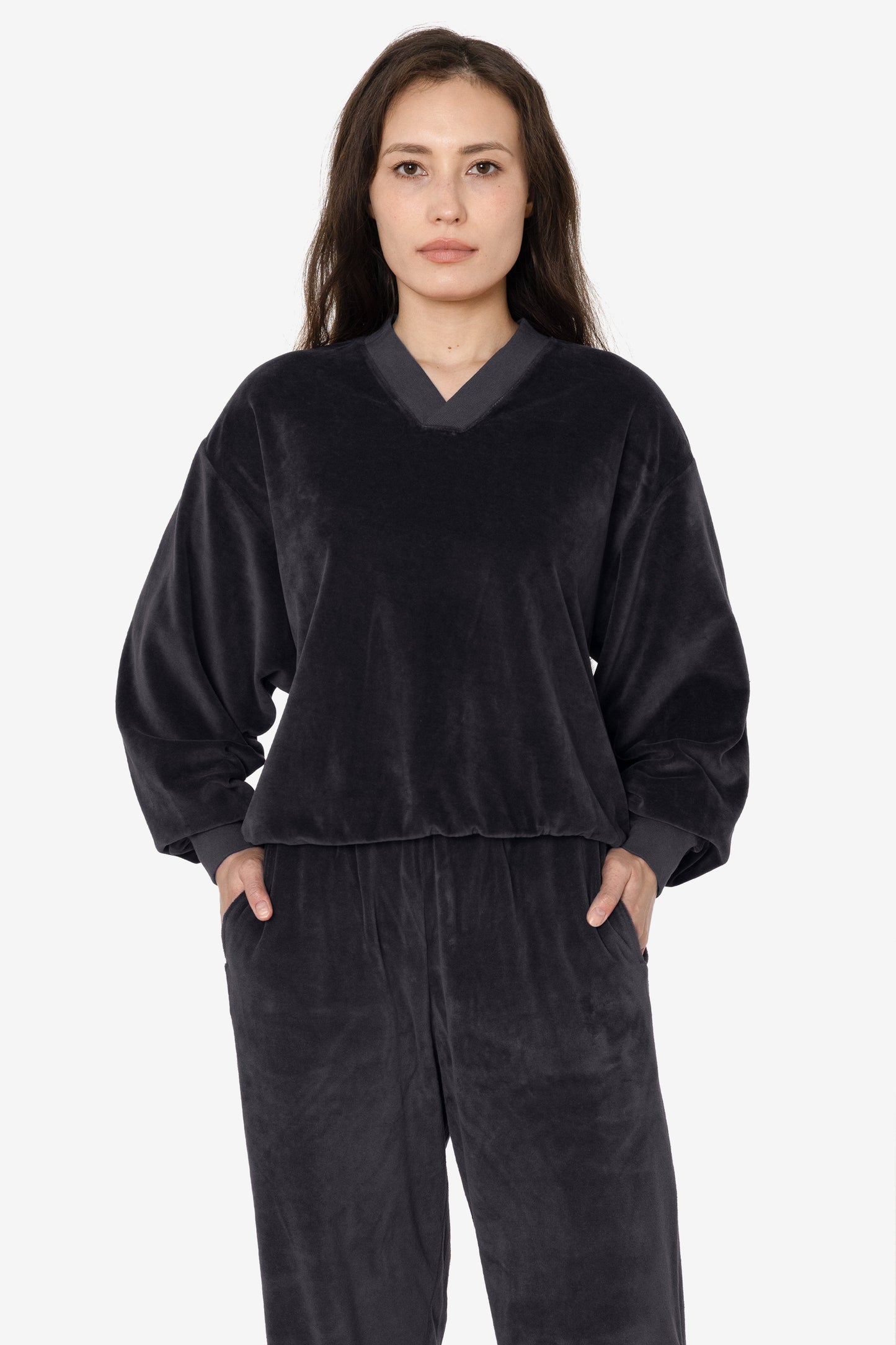 VLR56GD - Garment Dye Velour V-neck Sweatshirt