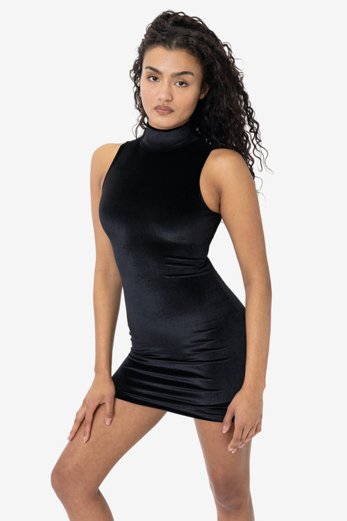 VVT3673 - Velvet Sleeveless Turtleneck Mini Dress