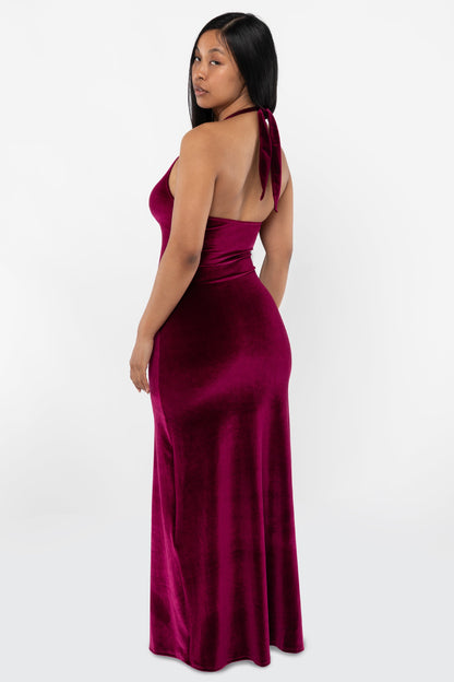 VVT8374 - Velvet Halter Maxi Dress