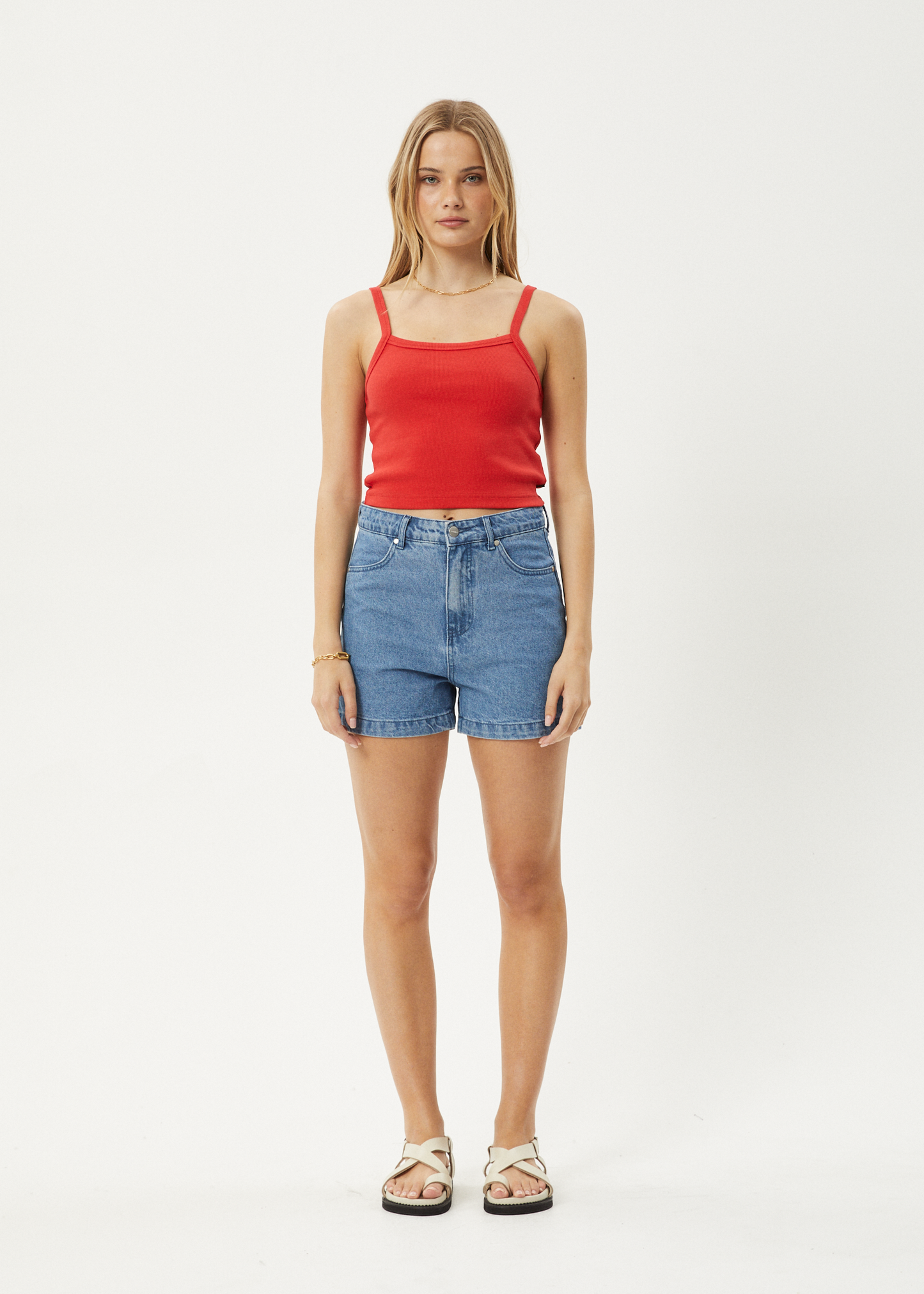 AFENDS Womens Taylor - Rib Singlet - Tomato